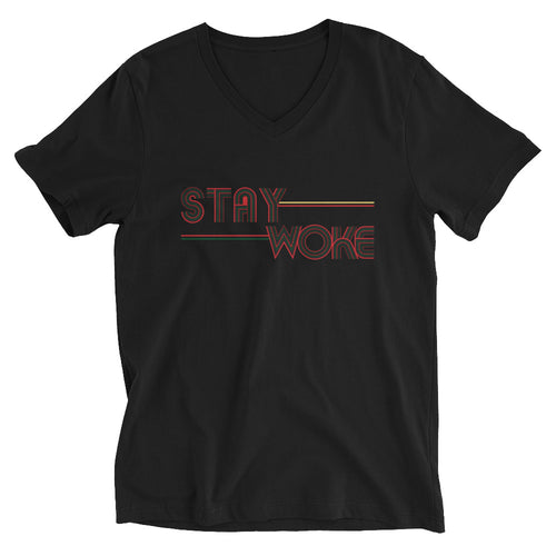 Stay Woke Angela 2 Blk V-Neck