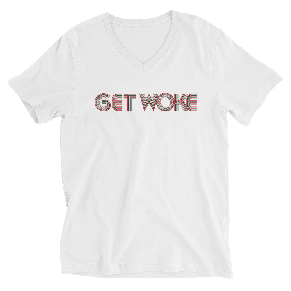Get Woke White Short Sleeve V-Neck T-Shirt